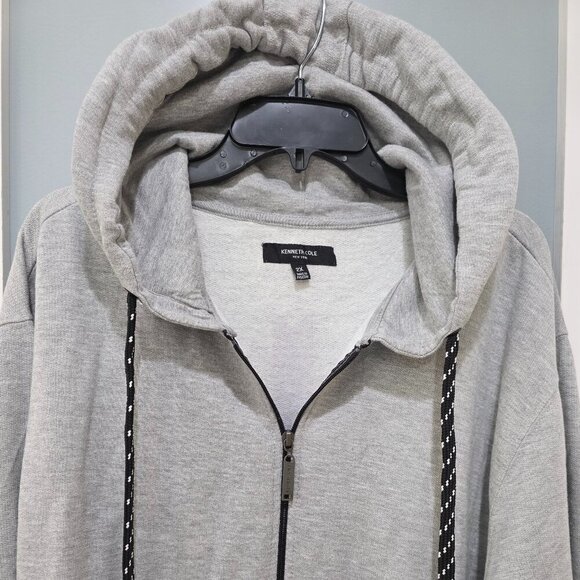 Kenneth Cole Men’s Zip Up Hoodie 2X Gray Full Zip Sweatshirt NWT Casual - Picture 3 of 11